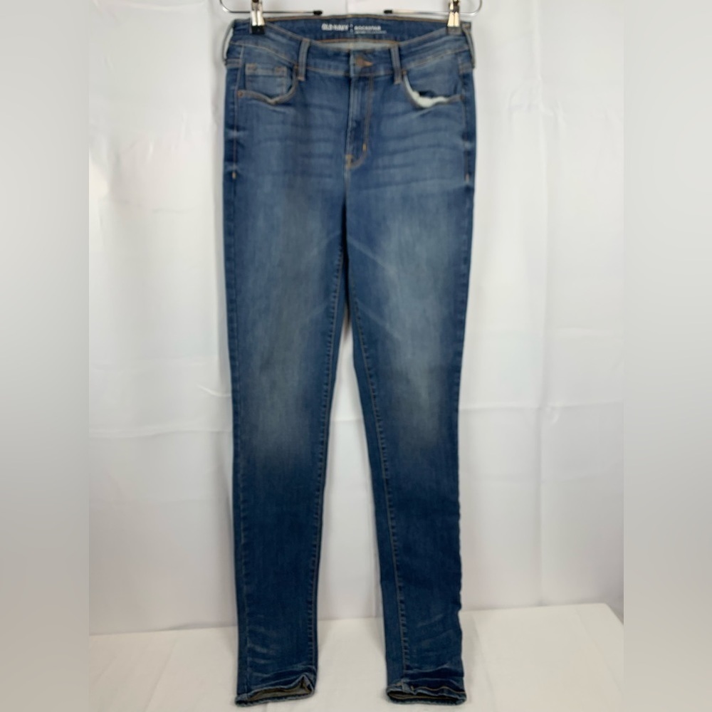Old Navy Womens Rockstar Skinny Jeans Mid Rise Size 8 Tall Medium Wash